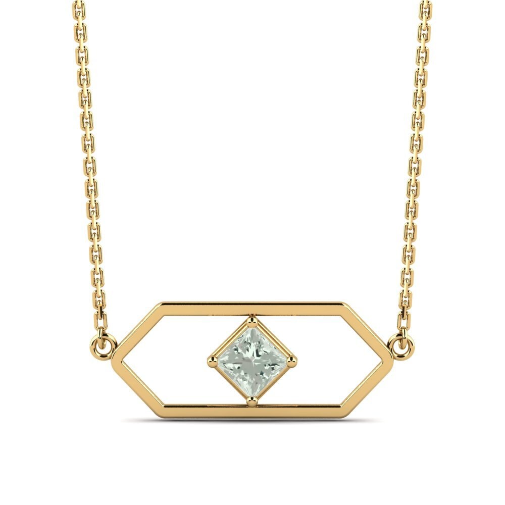 14k Oro Amarillo Amatista verde Collar de Mujer Jaipur