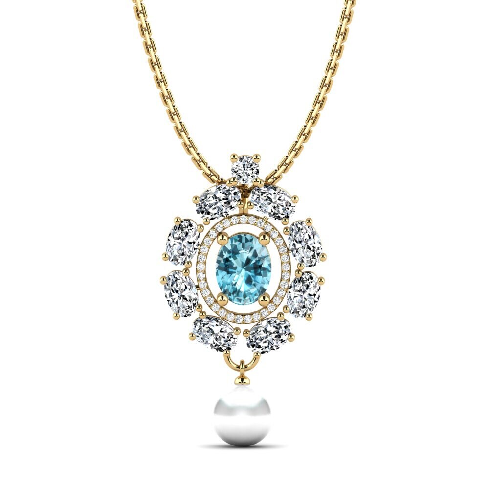 9ct Yellow Gold Blue Zircon Women's Pendant Milyanna