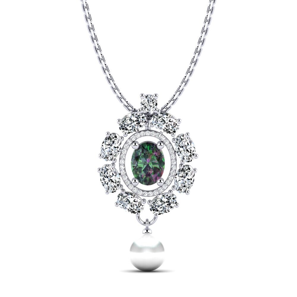 14ct White Gold Mystic Topaz Women's Pendant Milyanna