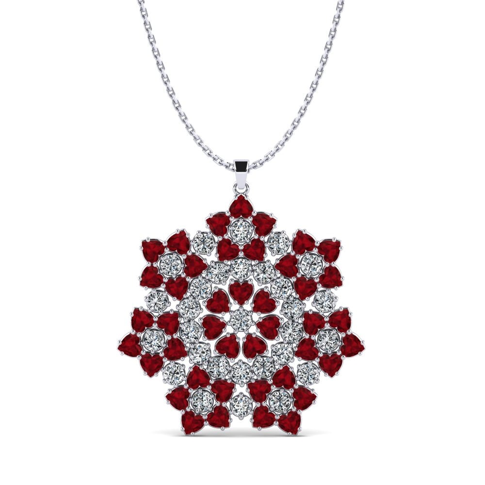 White Silver Ruby Women's Pendant Vescio