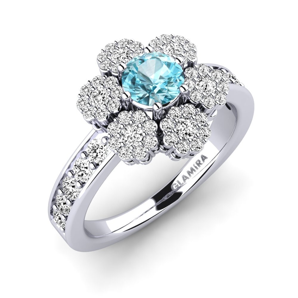 Circón Azul Anillo de compromiso Abalos