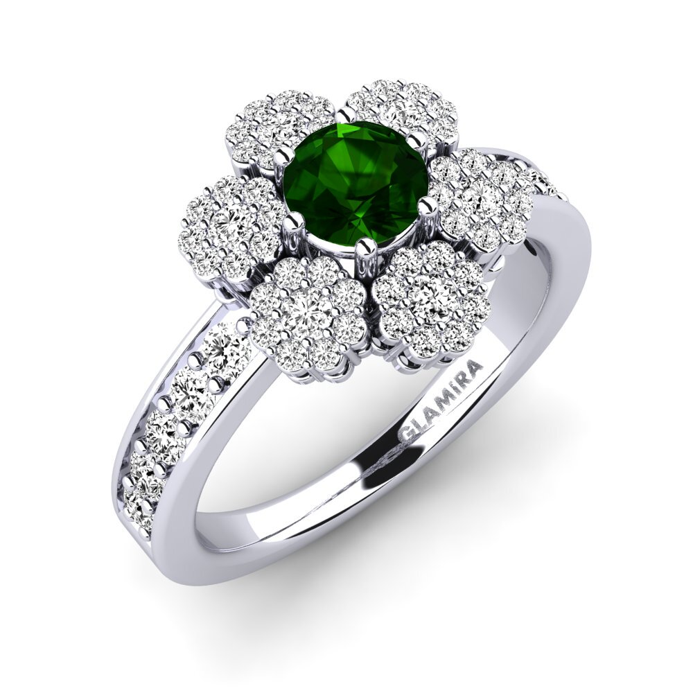 Turmalina verde Anillo de compromiso Abalos