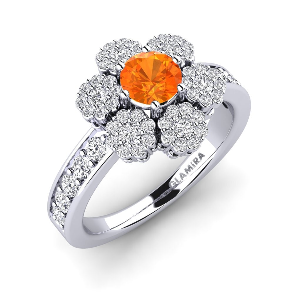 Orange Sapphire Engagement Ring Abalos
