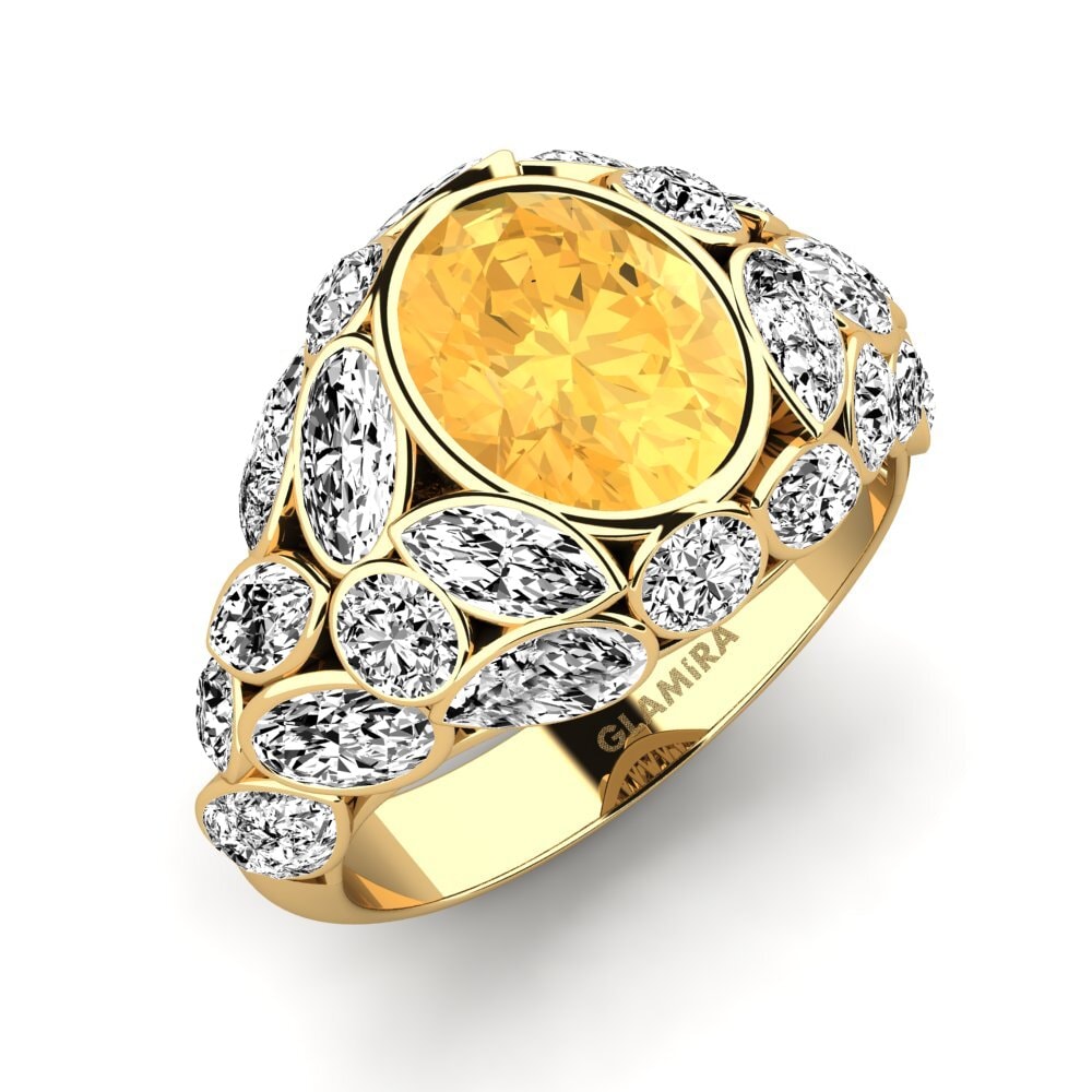 18k Oro Amarillo Citrino Anillo de compromiso Beumer