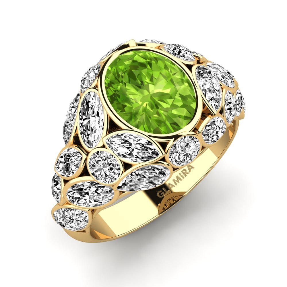 9k Oro Amarillo Peridoto Anillo de compromiso Beumer