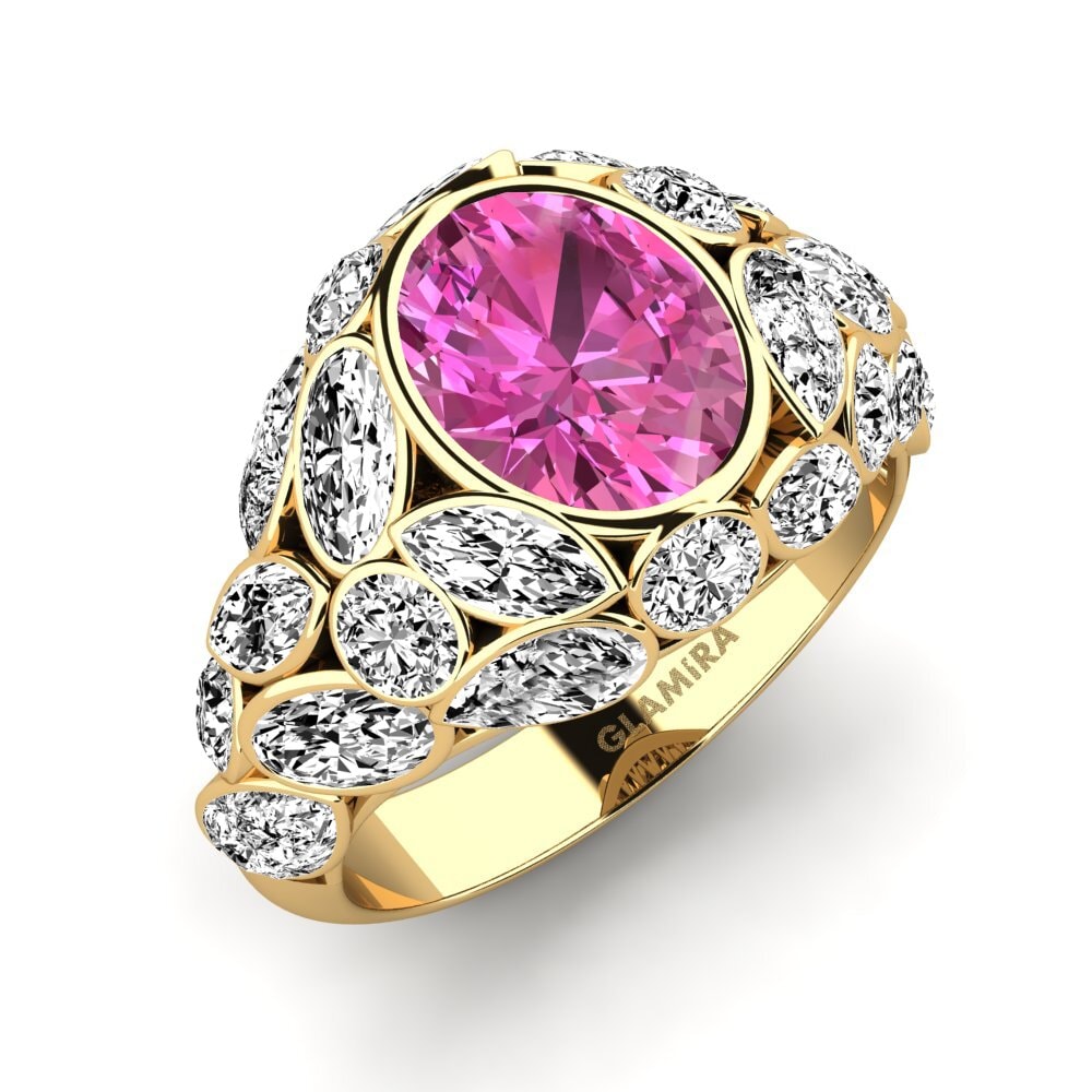 9k Oro Amarillo Topacio Rosa Anillo de compromiso Beumer