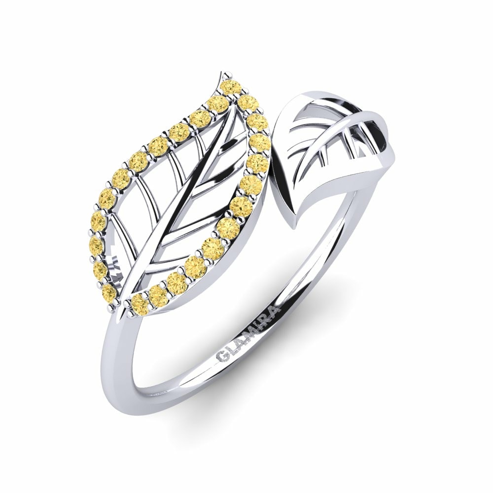 Fashion Rings GLAMIRA Charlize 585 White Gold Yellow Diamond