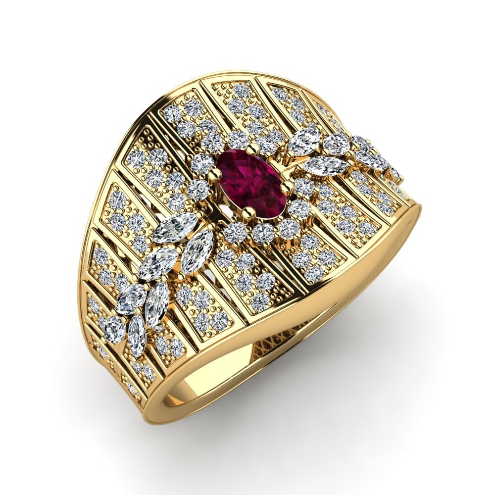 Or Jaune 9k Grenat de Rhodolite Bague Dantella