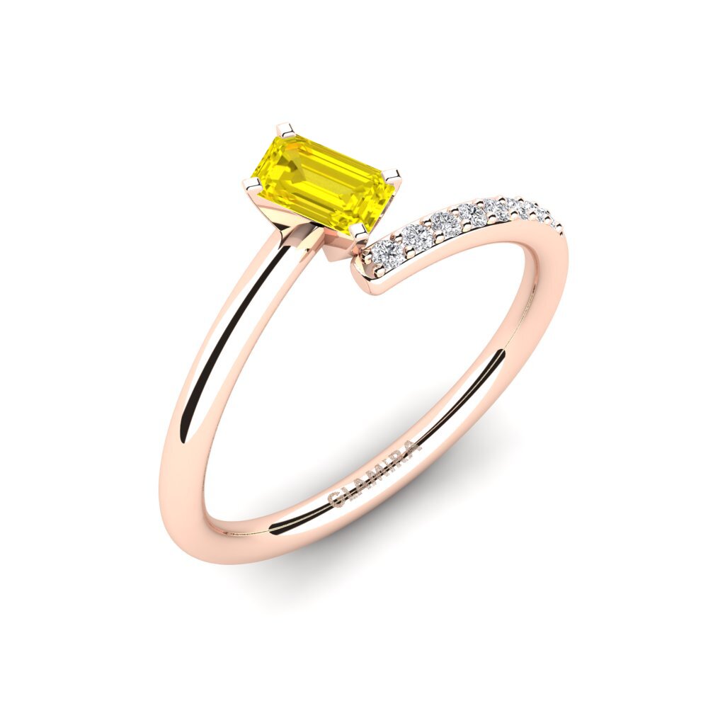 14ct Rose Gold Yellow Sapphire Ring Kensa