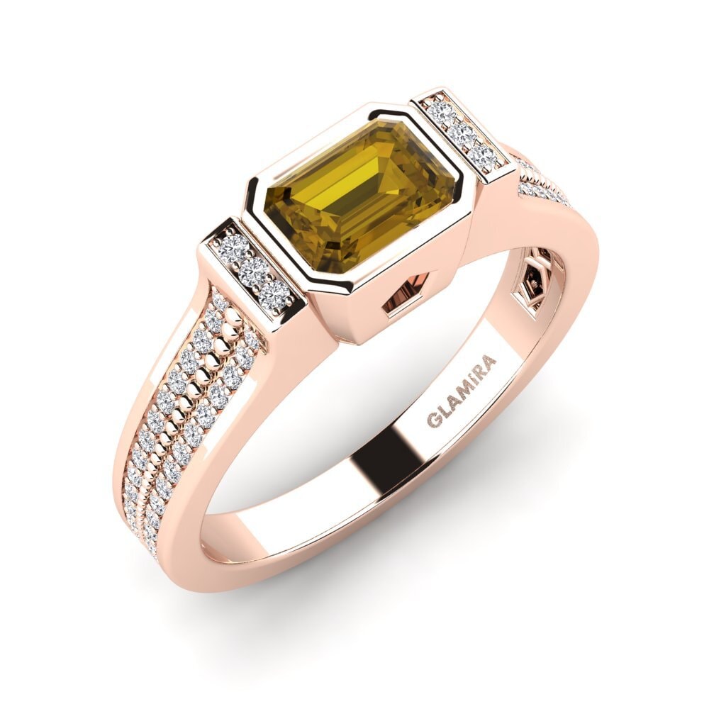 9ct Rose Gold Brown Zircon Men's Ring Legree