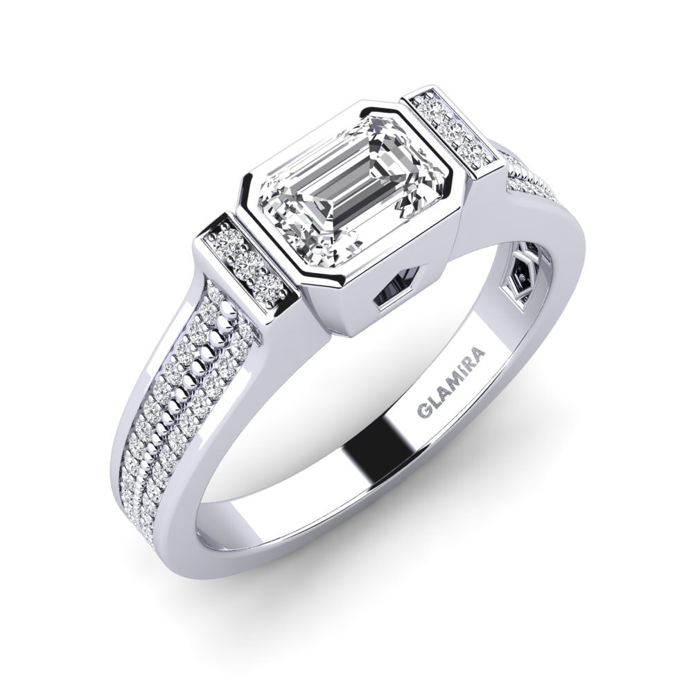 9ct White Gold Emerald Cut Lab Grown Diamond Men's Ring Legree