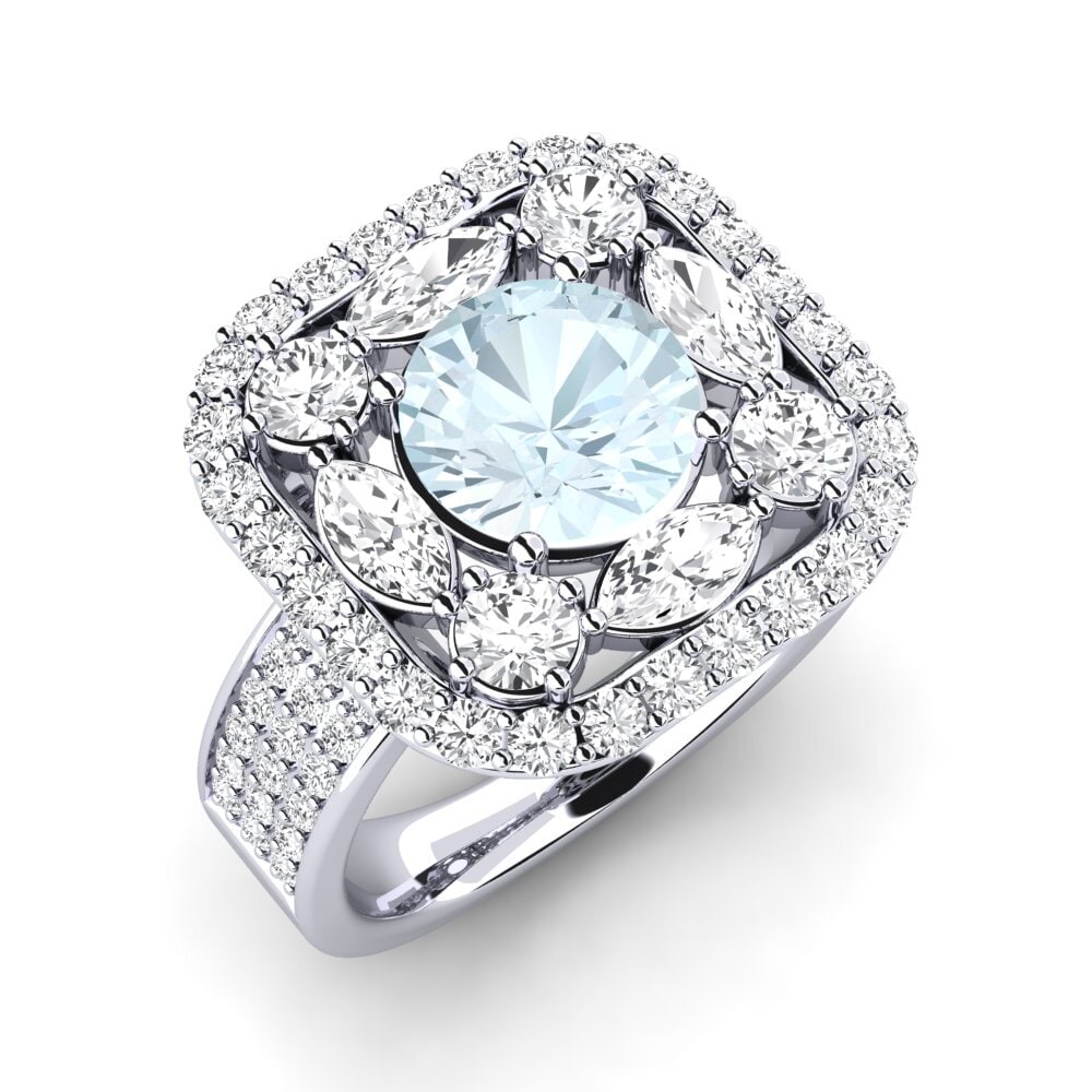 14k White Gold Aquamarine Engagement Ring Rowides