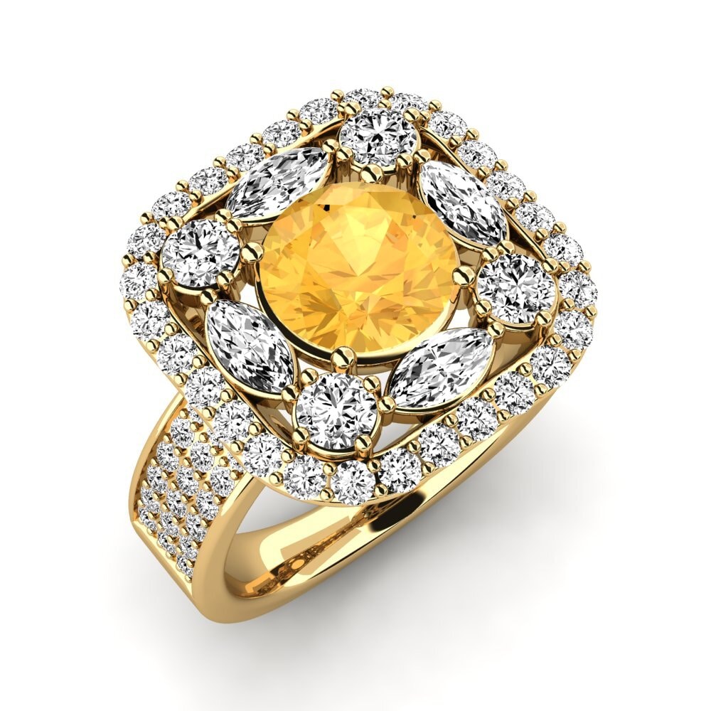 18k Oro Amarillo Citrino Anillo de compromiso Rowides