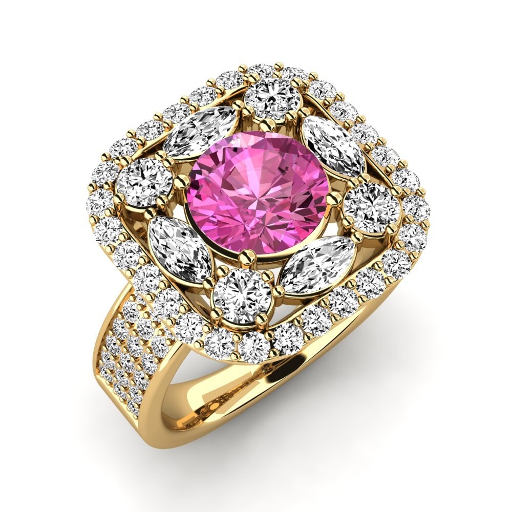 9k Oro Amarillo Topacio Rosa Anillo de compromiso Rowides
