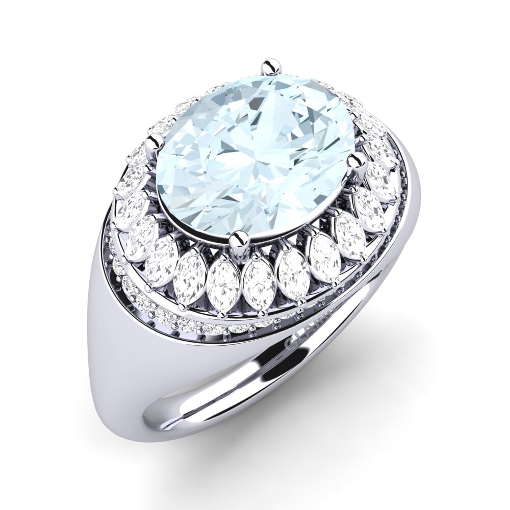 14k White Gold Aquamarine Engagement Ring Rumer