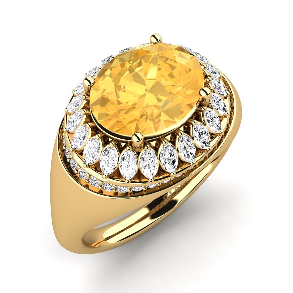 18k Oro Amarillo Citrino Anillo de compromiso Rumer