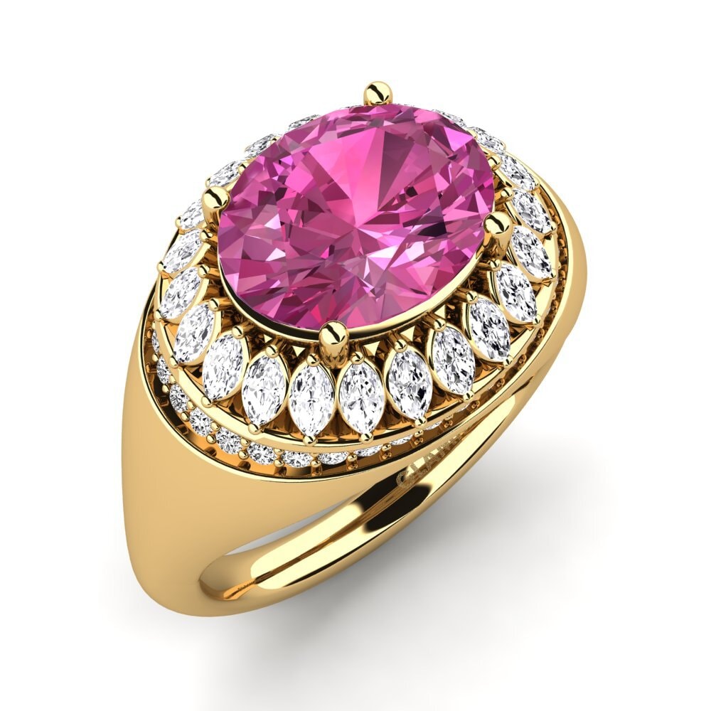9k Oro Amarillo Topacio Rosa Anillo de compromiso Rumer