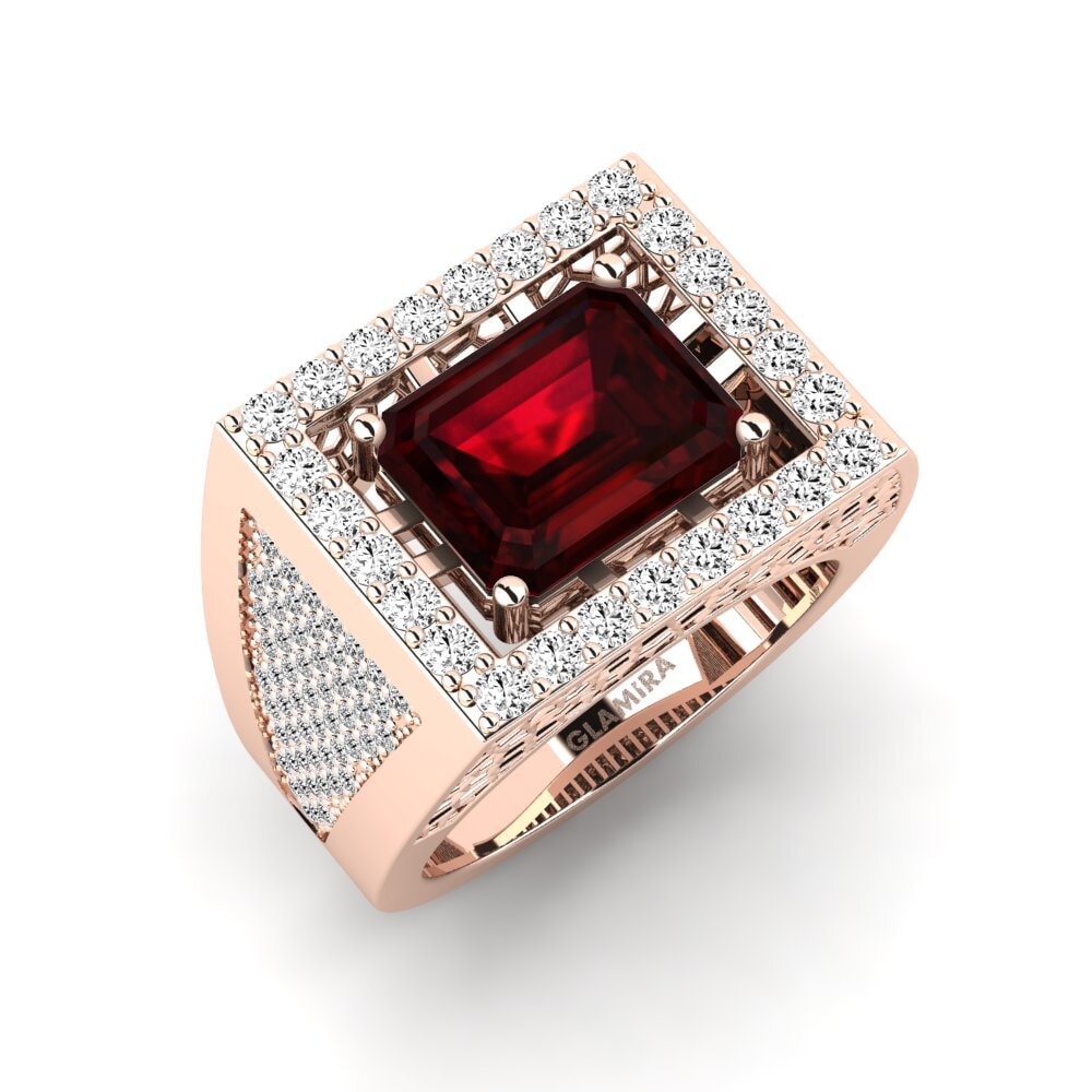 9ct Rose Gold Garnet Men's Ring Santy