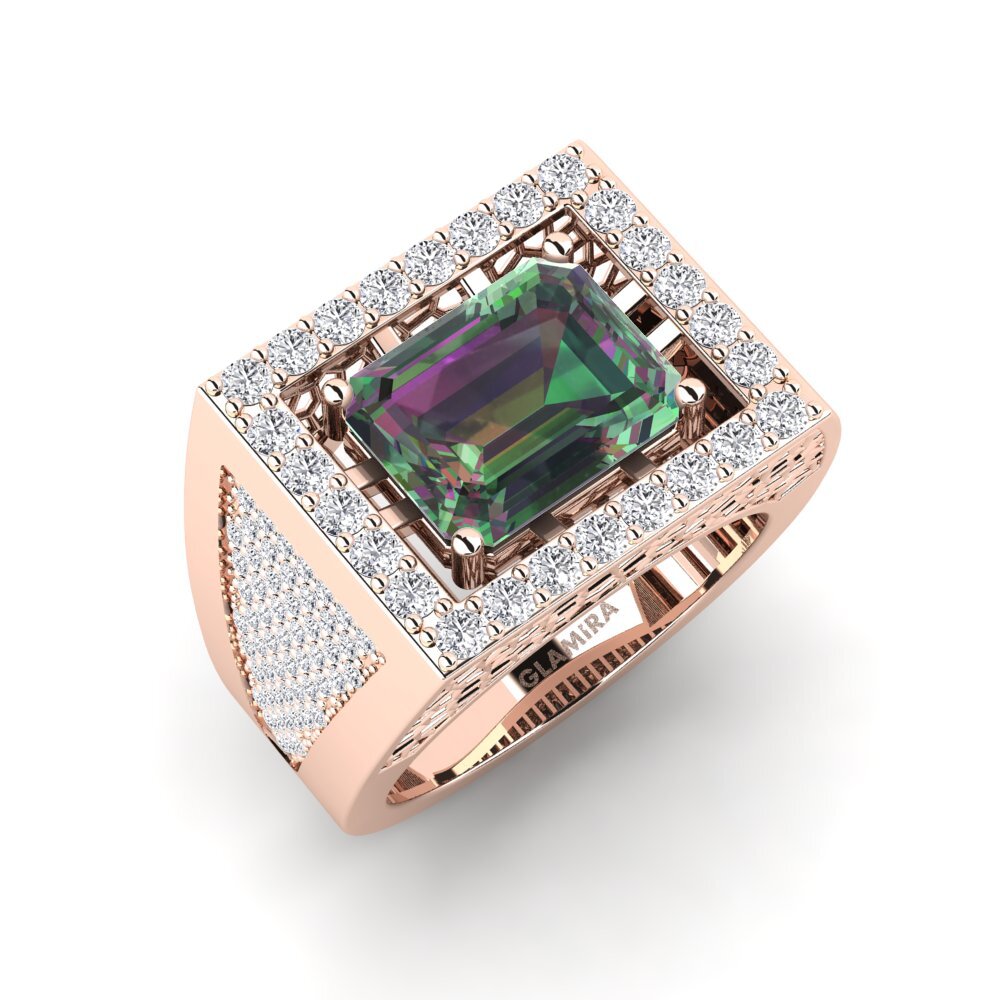 9ct Rose Gold Mystic Topaz Men's Ring Santy