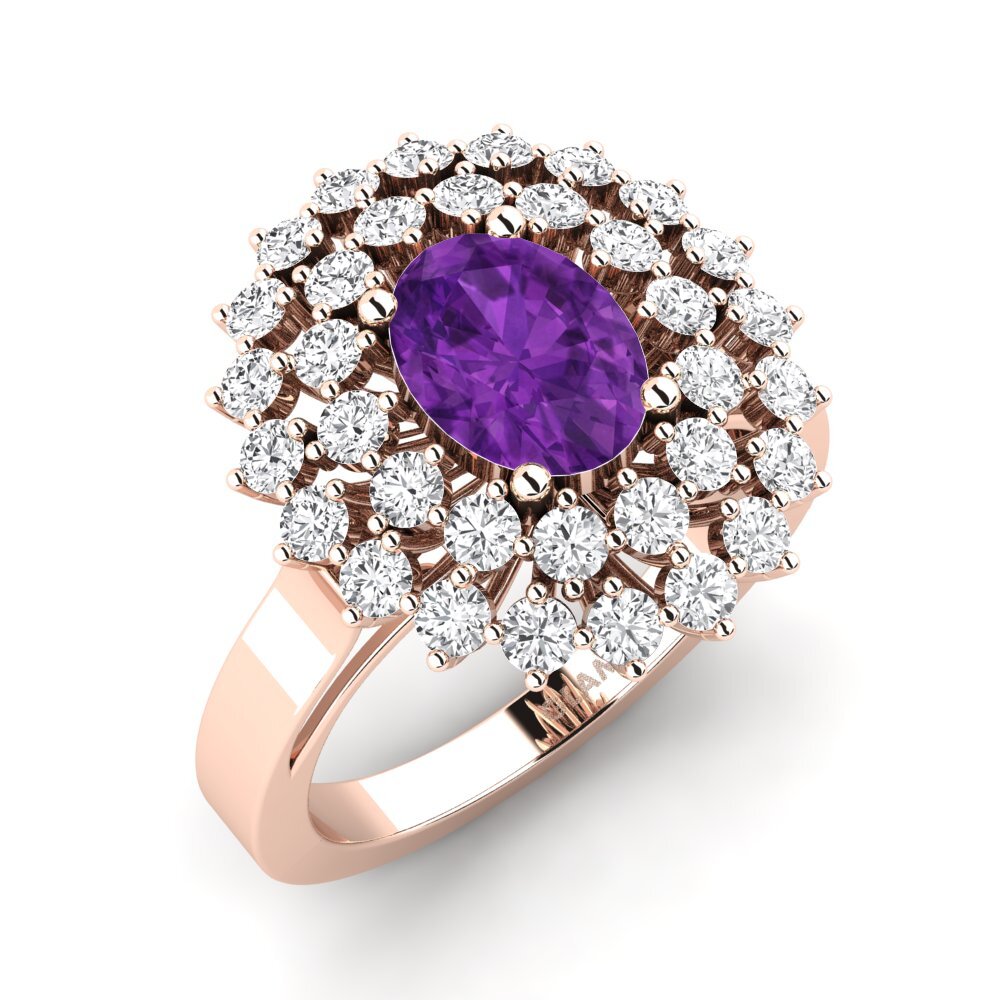 14k Rose Gold Amethyst Engagement Ring Serenaz