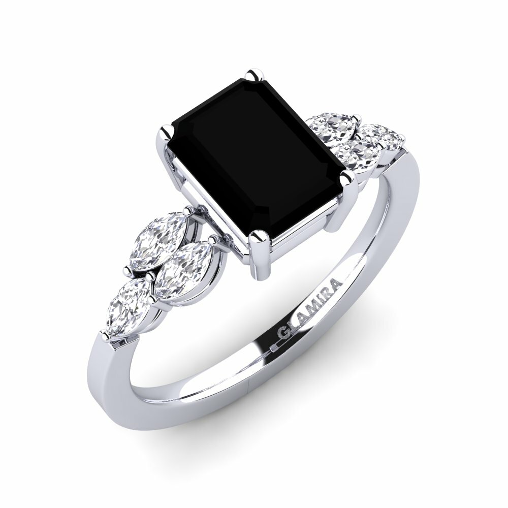 Emerald Cut Black Sapphire Engagement Ring Tarayas