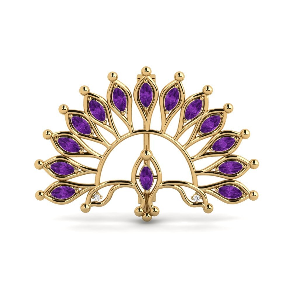 Gelbgold 375 Amethyst Brosche Angelfall