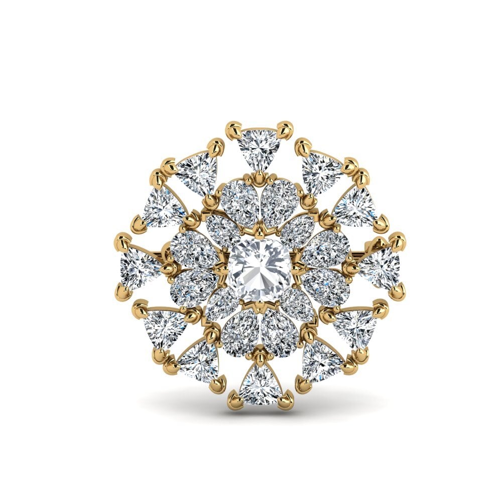 Vàng 14K Đá Zircon Trắng Trâm cài Anomis