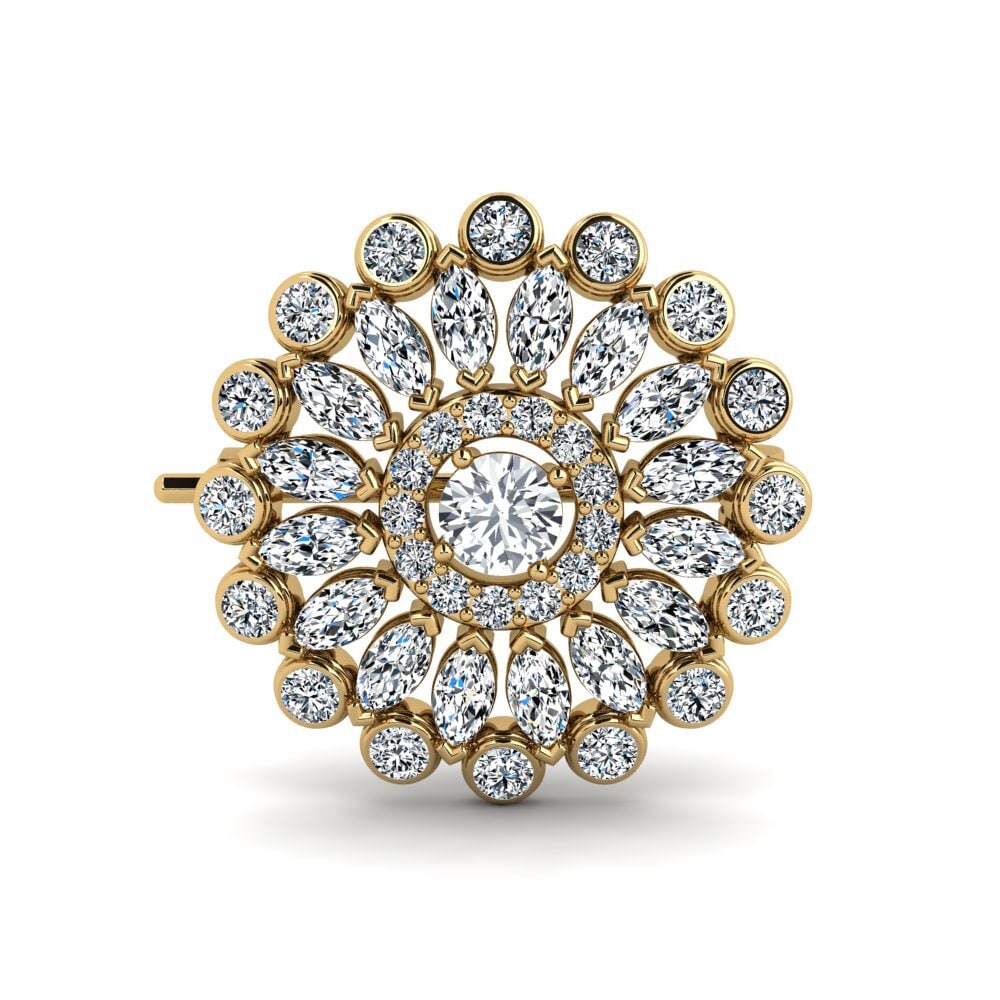 Vàng 14K Đá Zircon Trắng Trâm cài Belfin