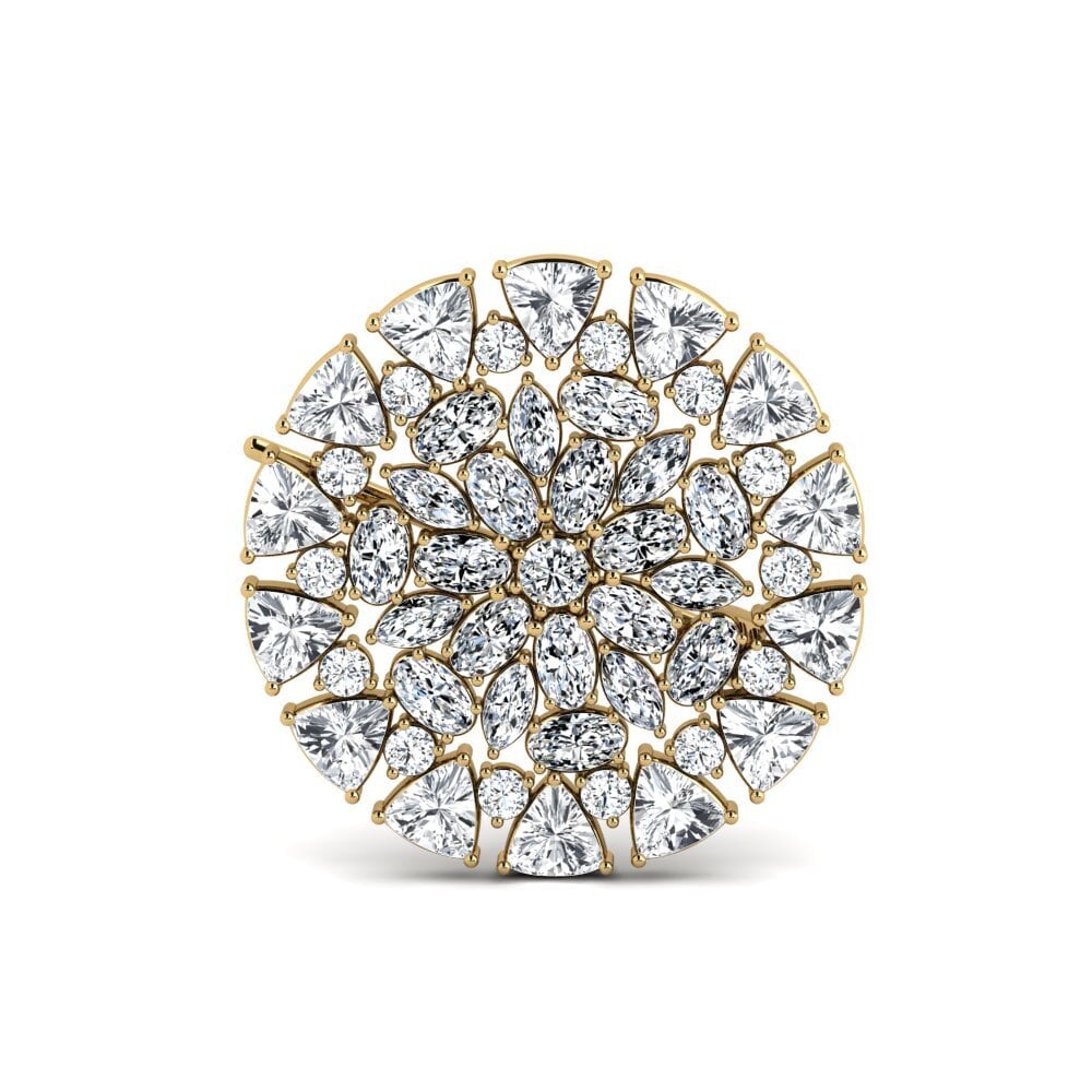 Vàng 14K Đá Zircon Trắng Trâm cài Bensen
