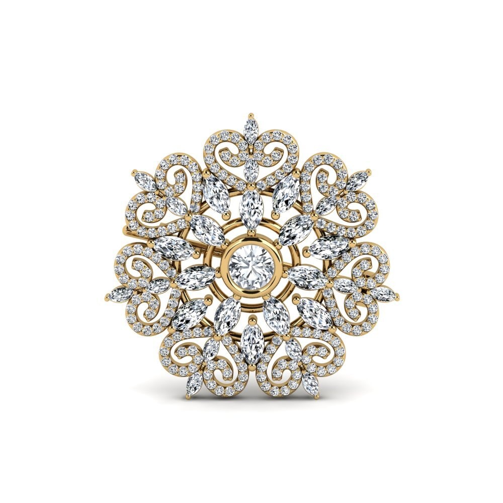 Vàng 14K Đá Zircon Trắng Trâm cài Daaim