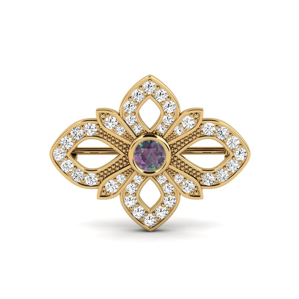 Gelbgold 375 Mystic Topas Brosche Delaros