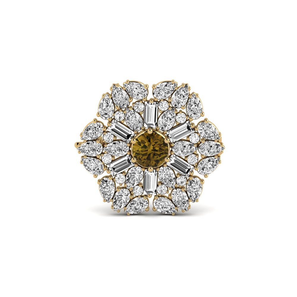 Gelbgold 585 Brauner Zirkon Brosche Gabbard