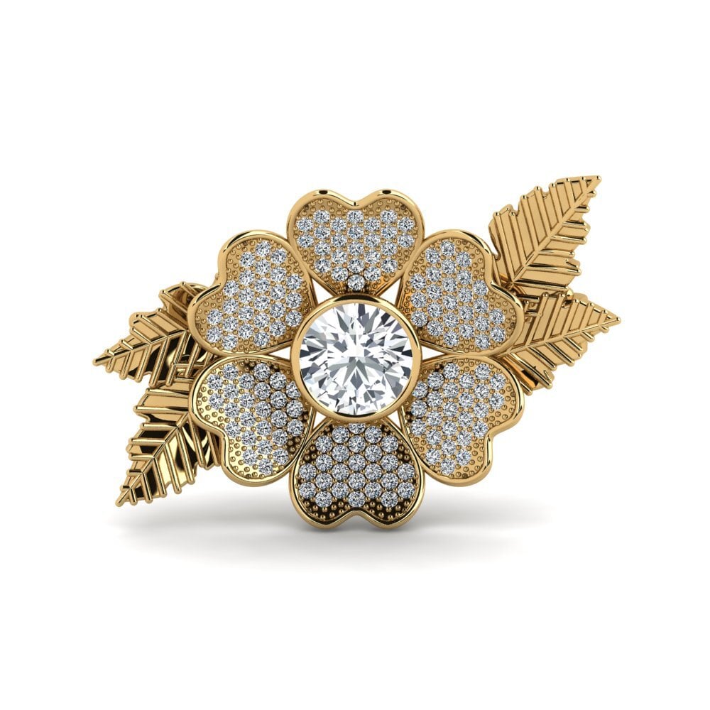 Vàng 14K Đá Zircon Trắng Trâm cài Nasria