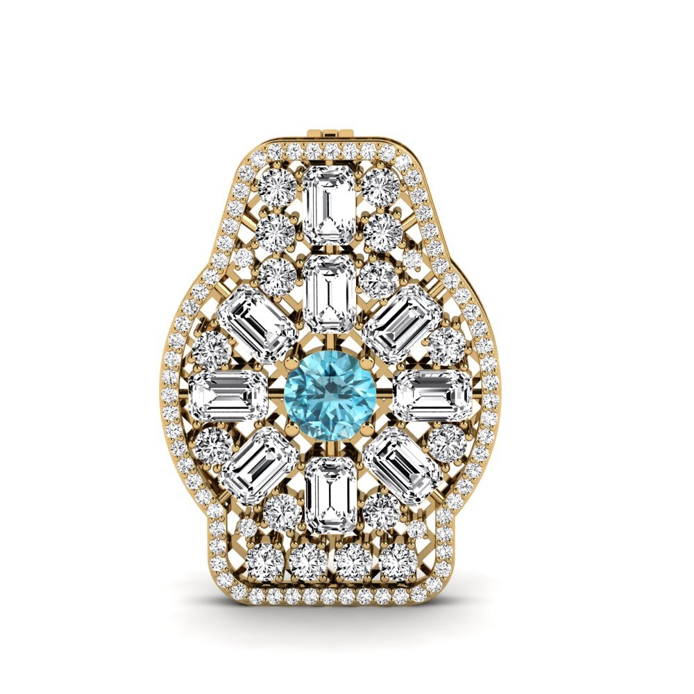 Gelbgold 375 Blauer Zirkon Brosche Petrus