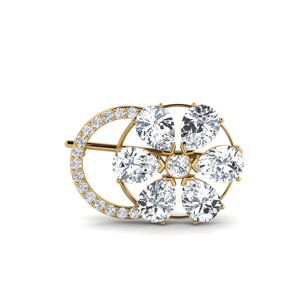 Vàng 14K Đá Zircon Trắng Trâm cài Rachad