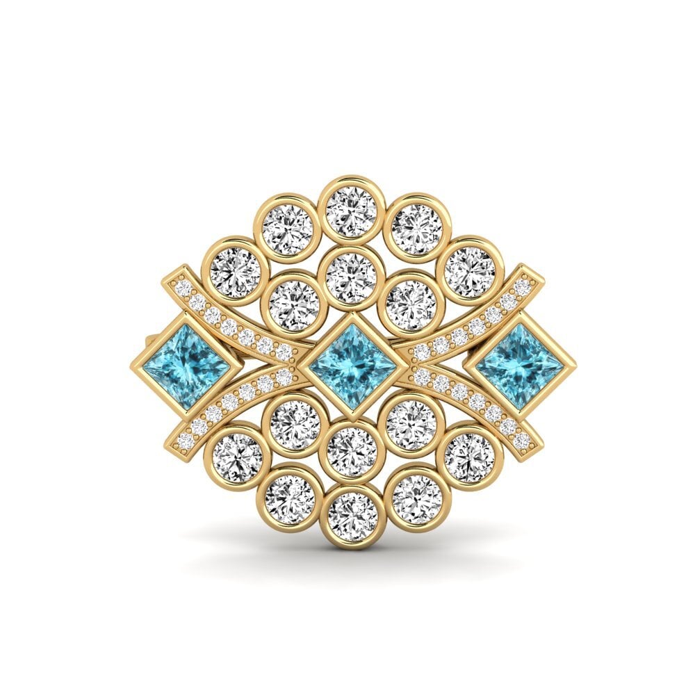 Gelbgold 375 Blauer Zirkon Brosche Sailin