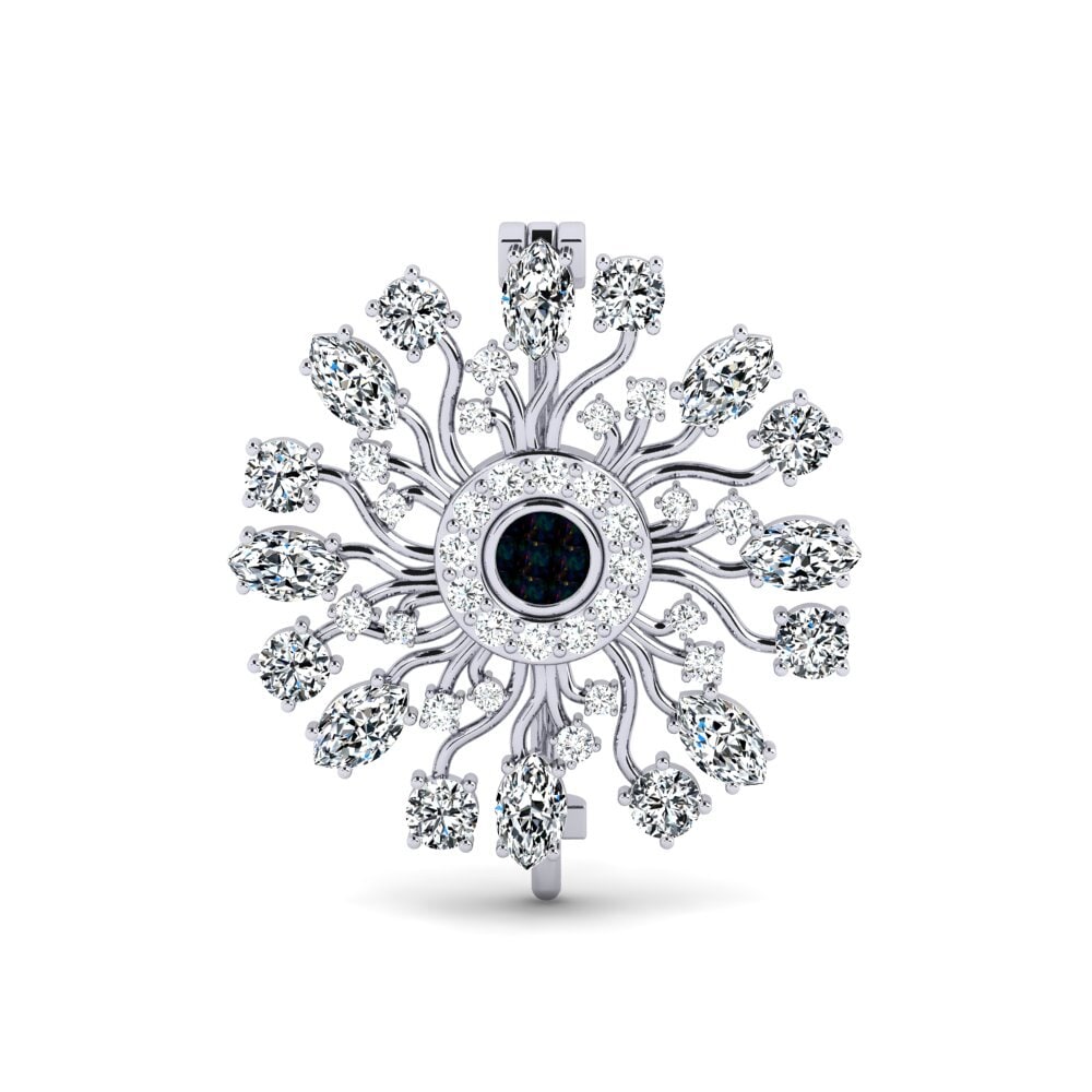 14ct White Gold Black Opal Brooch Sindy