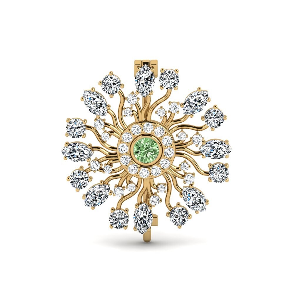 Gelbgold 375 Grüner Diamant Brosche Sindy
