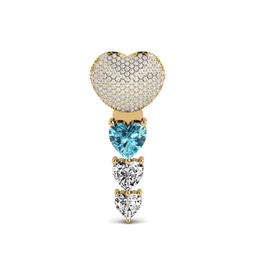 Gelbgold 375 Blauer Zirkon Brosche Veros