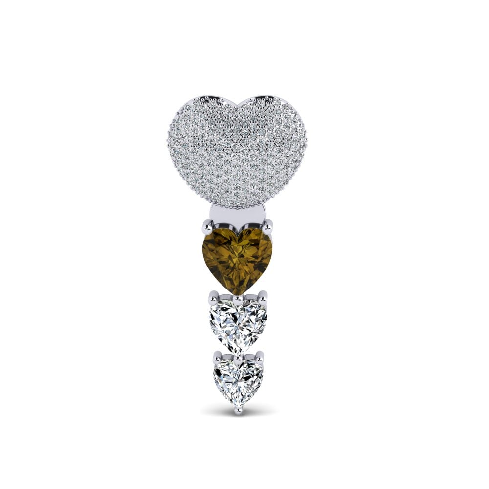 14ct White Gold Brown Zircon Brooch Veros