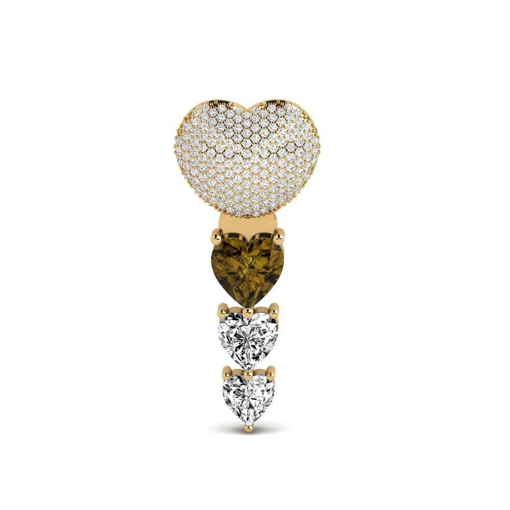 Gelbgold 585 Brauner Zirkon Brosche Veros