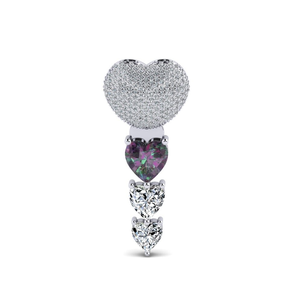 14ct White Gold Mystic Topaz Brooch Veros