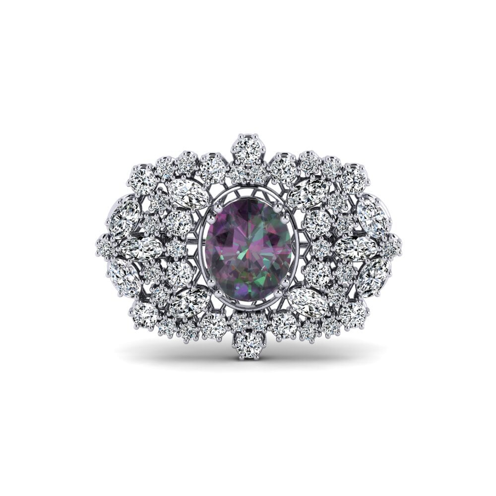 14ct White Gold Mystic Topaz Brooch Yorke