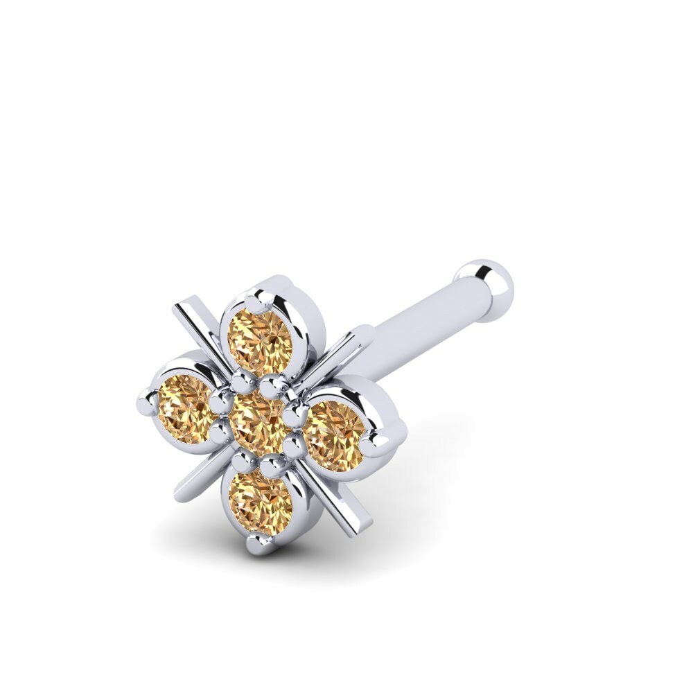 Piercings Nariz Agata Oro Blanco 585 Diamante Marrón