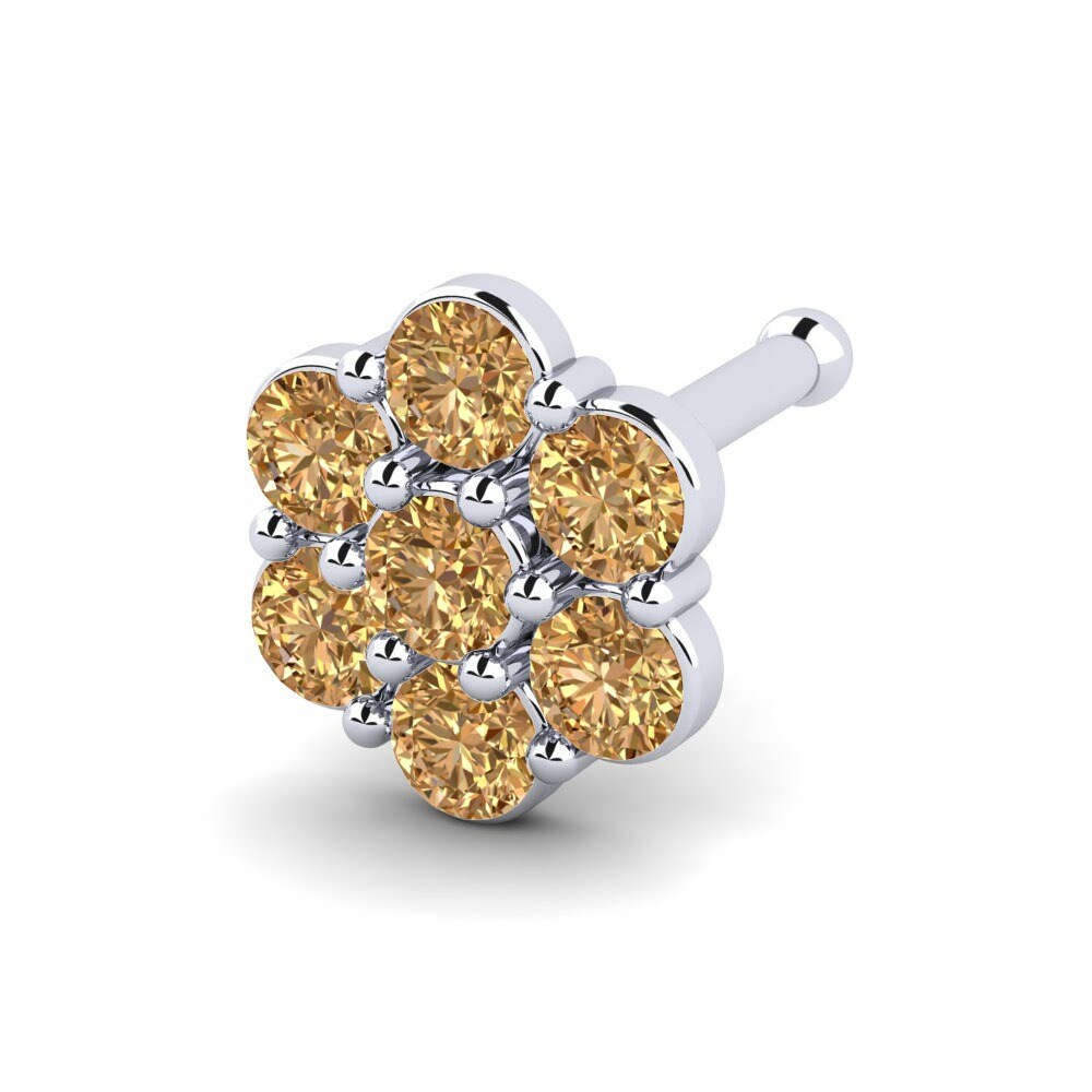 Piercings Nariz Alte Oro Blanco 585 Diamante Marrón