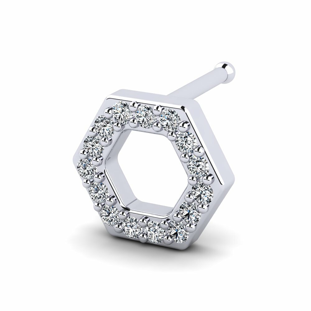 Or Blanc 18k Piercing Nez Cuori