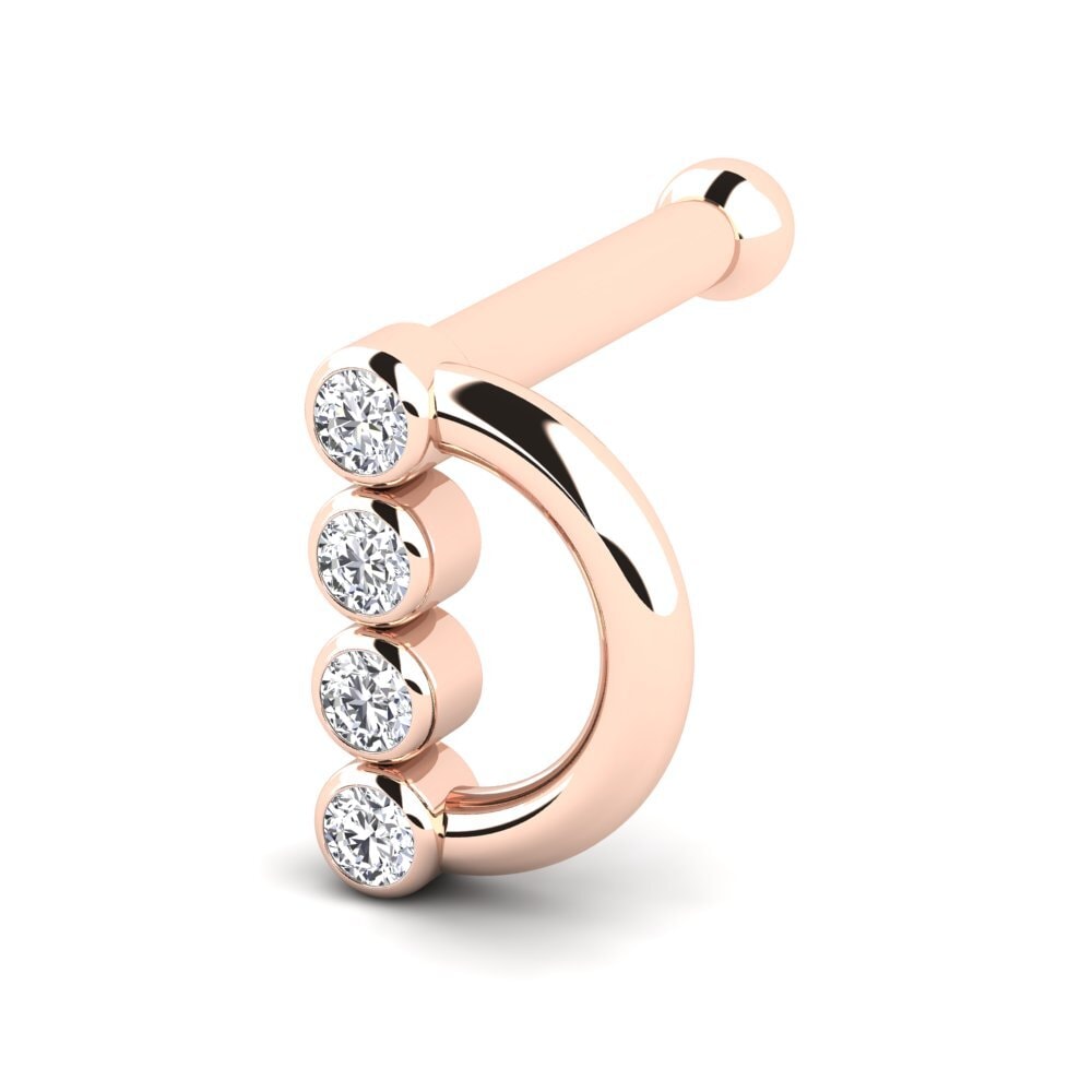 Achetez GLAMIRA Piercing Nez Yogic en Or rose 375 Diamant 0.024 Carats ...