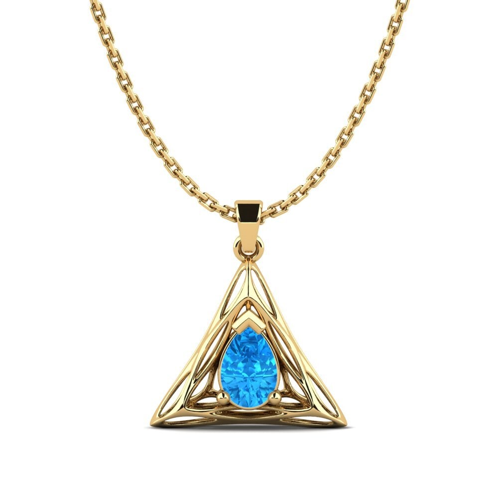 Giọt Nước Đá Topaz xanh / Hoàng Ngọc Mặt dây chuyền nữ Alaina