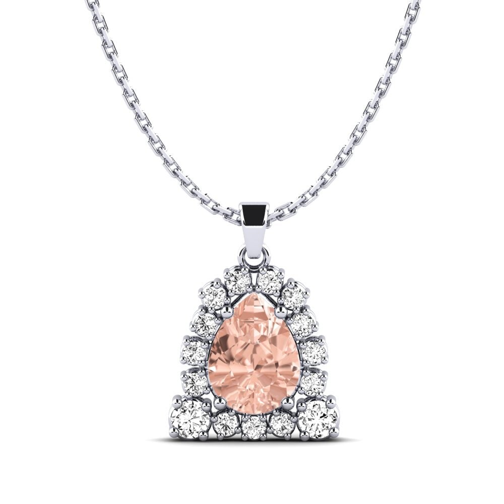 14k Oro Blanco Morganita Colgante de Mujer Aloes