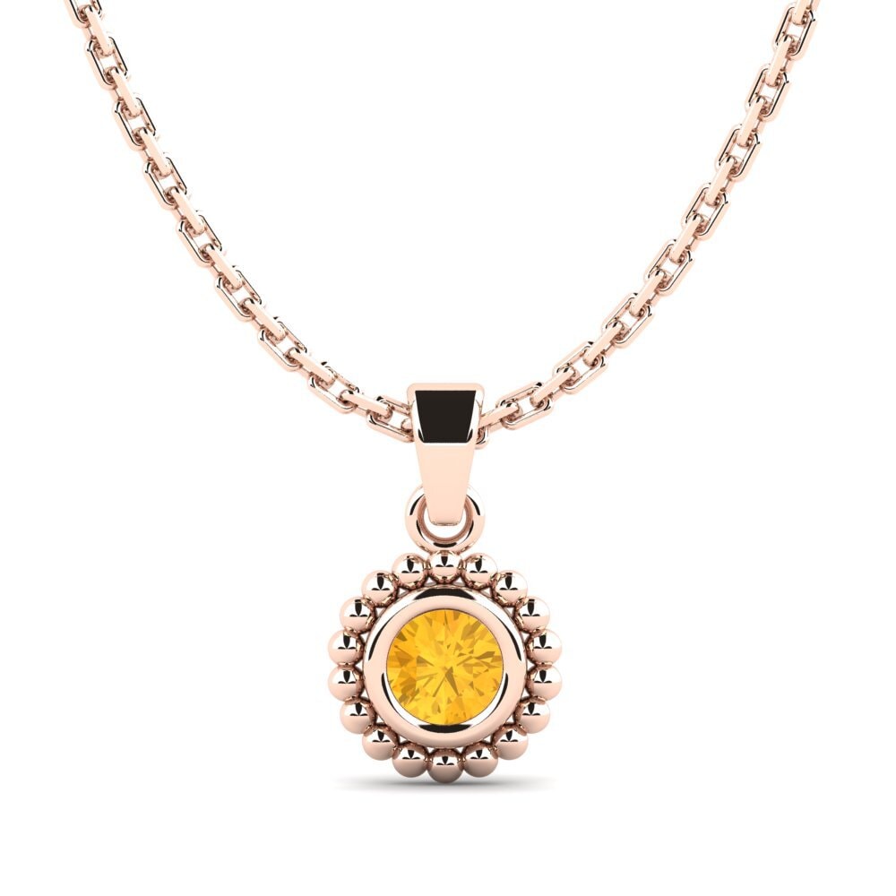 14k Oro Rosa Citrino Colgante de Mujer Bavardage